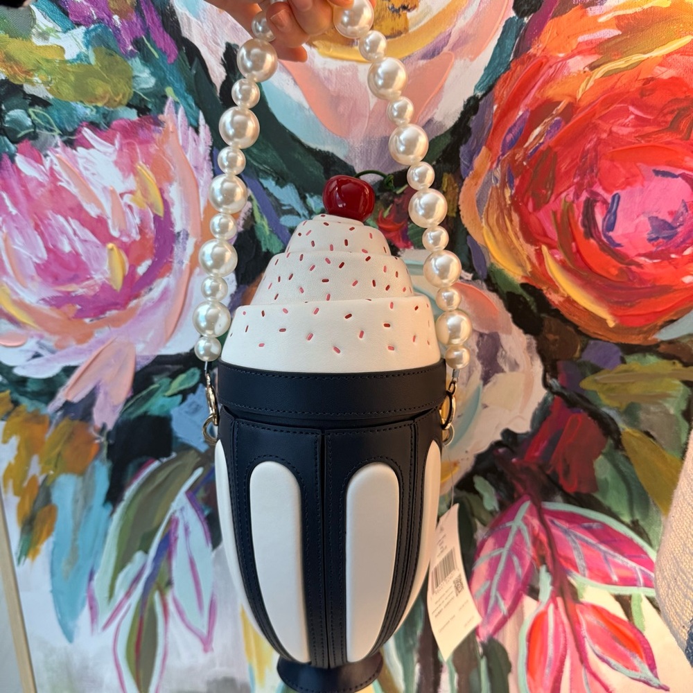 NWT Kate Spade Novelty Ice Cream Sundae Crossbody Bag Cream Navy Cherry Accent - Picture 12 of 12